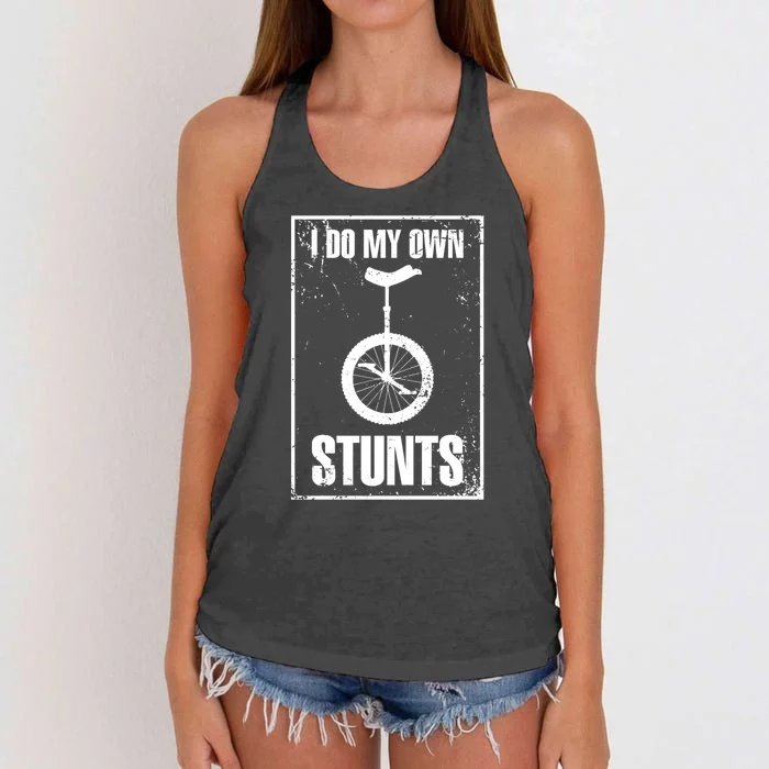 I Do My Own Stunts Bicycle Bike Accidents Broken Bone Injury Gift Women's Knotted Racerback Tank