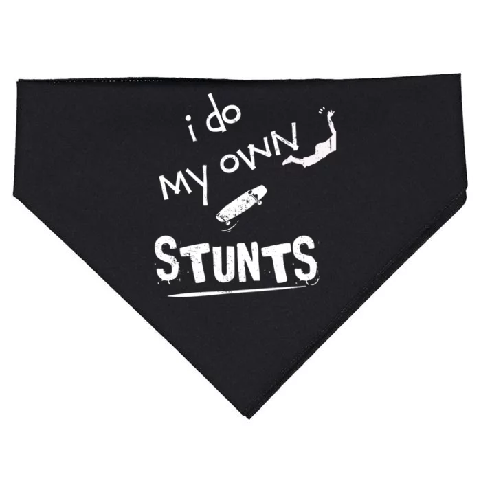 I Do My Own Stunts Funny Skiing Lover Gift USA-Made Doggie Bandana