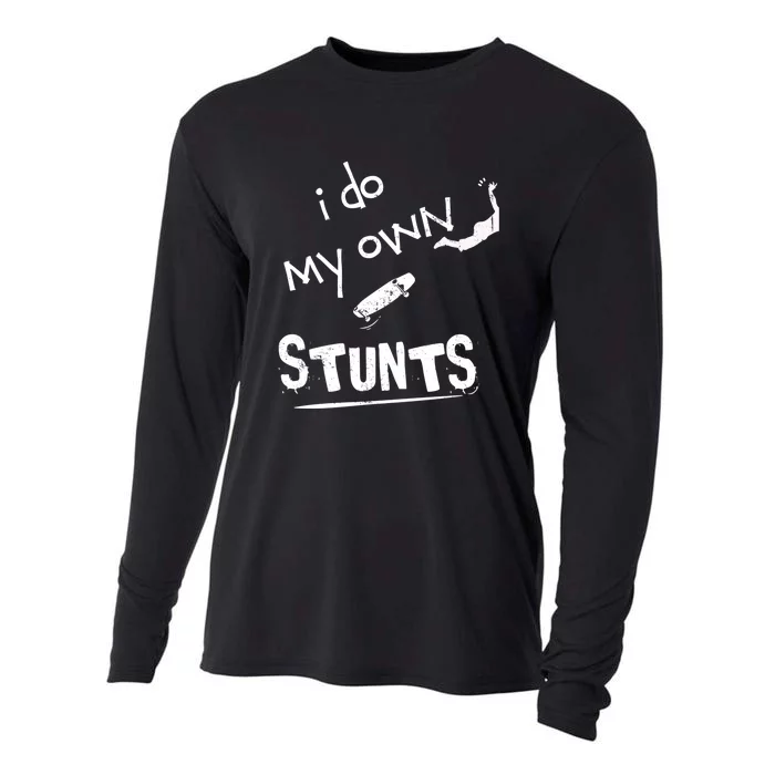 I Do My Own Stunts Funny Skiing Lover Gift Cooling Performance Long Sleeve Crew