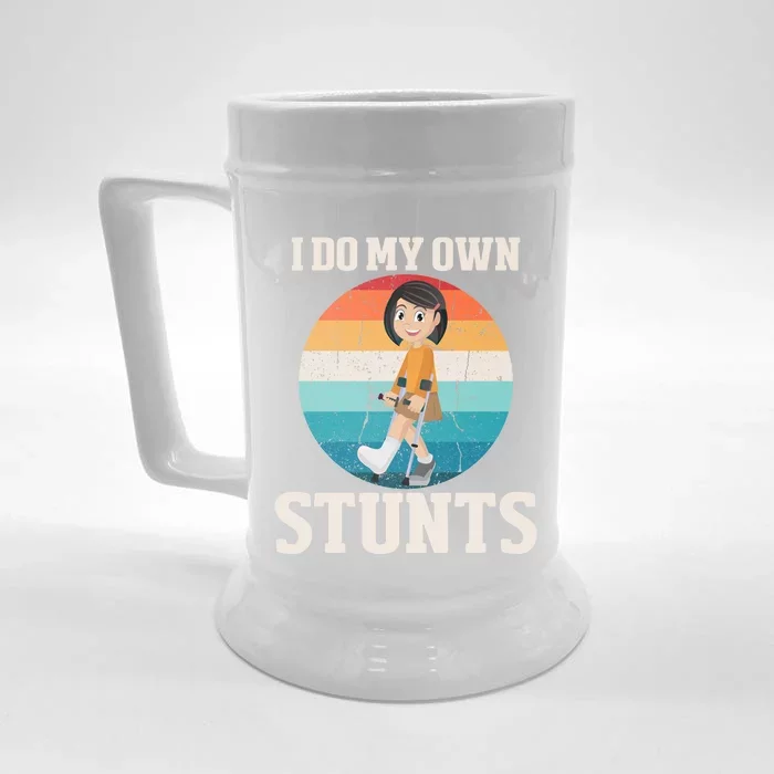 I Do My Own Stunts Broken Leg Get Well Soon Recovery Gift Front & Back Beer Stein