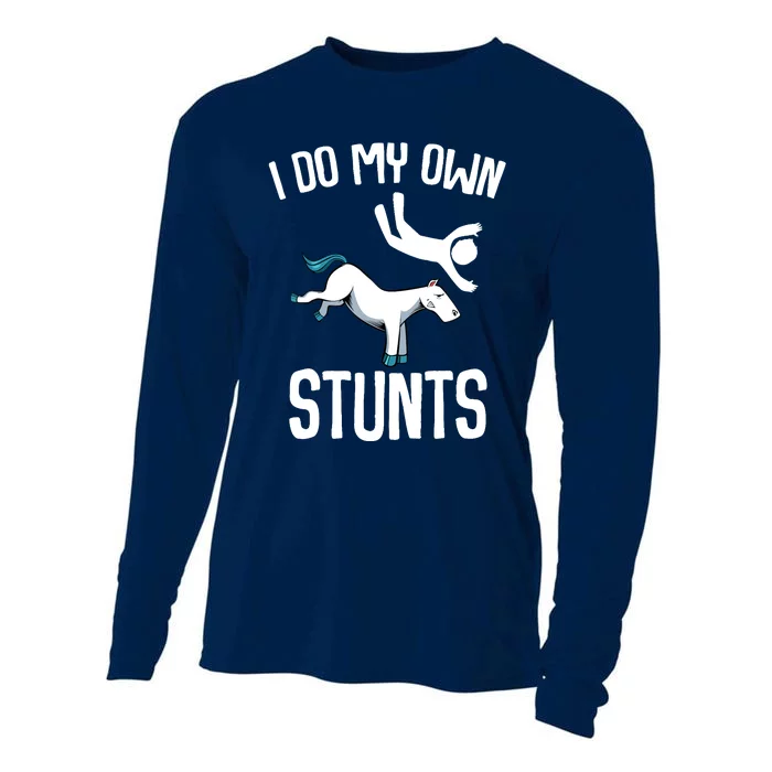 I Do My Own Stunts Get Well Gifts Funny Horse Riders Animal Cooling Performance Long Sleeve Crew