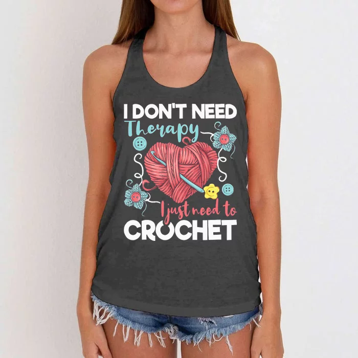 I Don't Need Therapy I Just Need To Crochet Crocheting Women's Knotted Racerback Tank