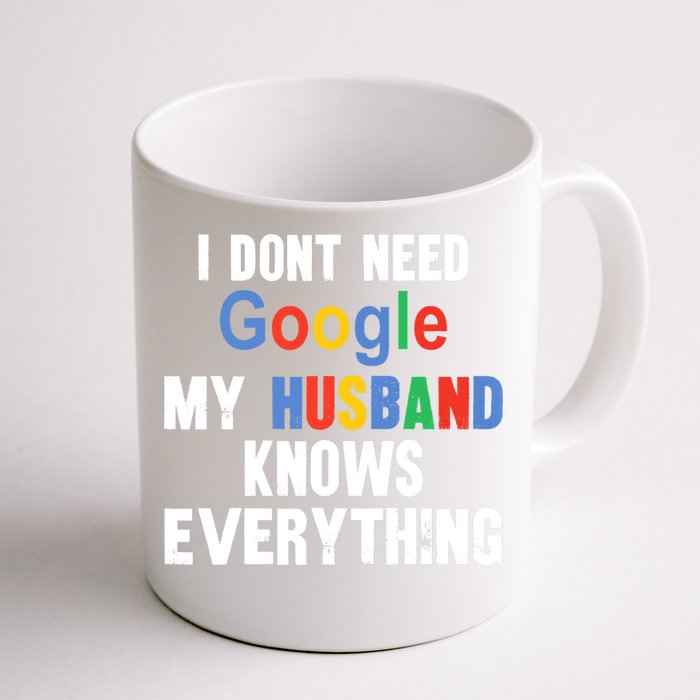 I Don't Need Google My Husband Knows Everything Funny Wife Premium Front & Back Coffee Mug