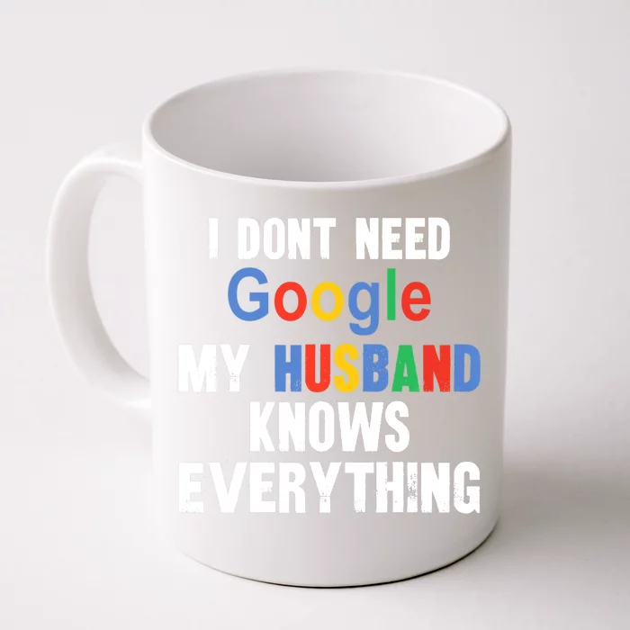 I Don't Need Google My Husband Knows Everything Funny Wife Premium Front & Back Coffee Mug