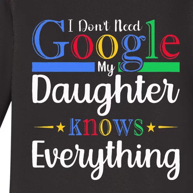 I Dont Need Google My Daughter Knows Everything Dad Mom Baby Long Sleeve Bodysuit