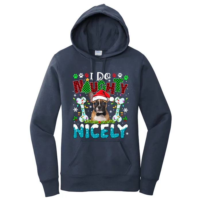 I Do Naughty Nicely Xmas Santa French Bulldog Costume Owner Gift Women's Pullover Hoodie