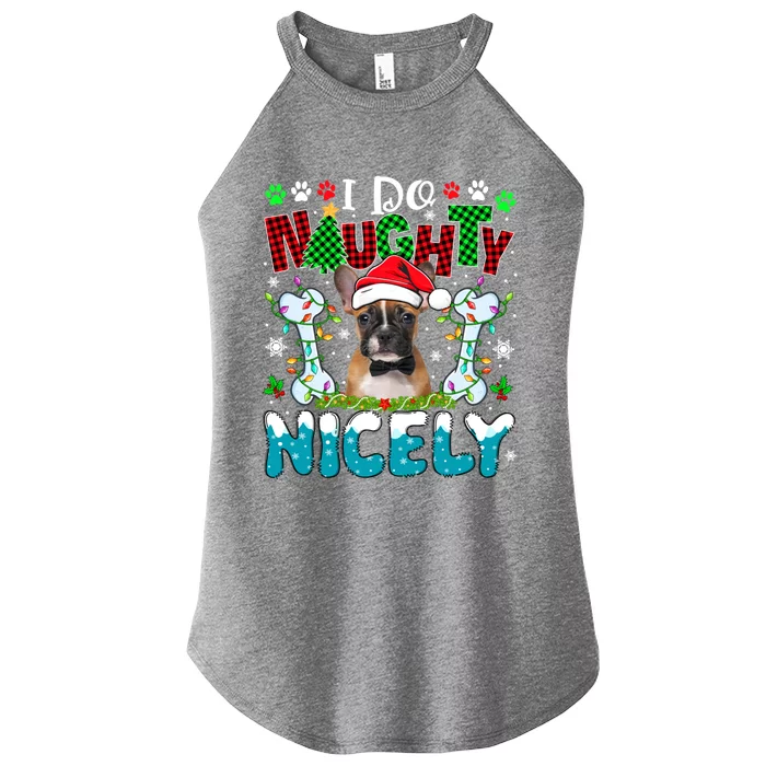 I Do Naughty Nicely Xmas Santa French Bulldog Costume Owner Gift Women’s Perfect Tri Rocker Tank