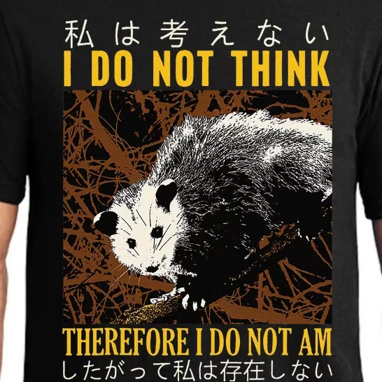 I Do Not Think Therefore I Do Not Am Possum Opossum Japanese Pajama Set