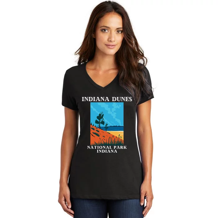 Indiana Dunes National Park Indiana Lake Michigan Women's V-Neck T-Shirt