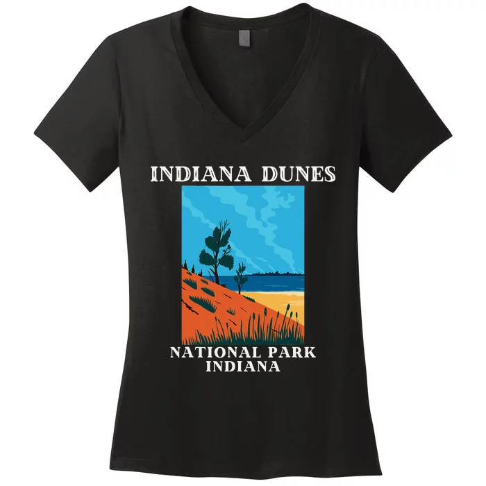 Indiana Dunes National Park Indiana Lake Michigan Women's V-Neck T-Shirt