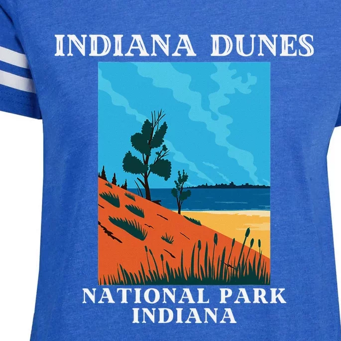 Indiana Dunes National Park Indiana Lake Michigan Enza Ladies Jersey Football T-Shirt