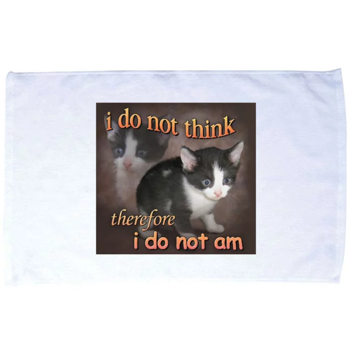 I Do Not Think Therefore I Do Not Am Cat Meme Microfiber Hand Towel