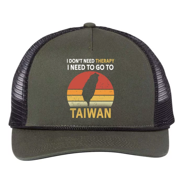 I Don't Need Therapy I Just Need To Go To Taiwan Funny Gift Great Gift Retro Rope Trucker Hat Cap