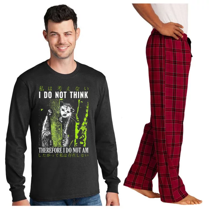 I Do Not Think Therefore I Do Not Am Possum Japanese Long Sleeve Pajama Set