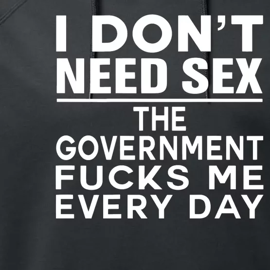 I Dont Need Sex The Government Fucks Me Everyday Funny Performance Fleece Hoodie