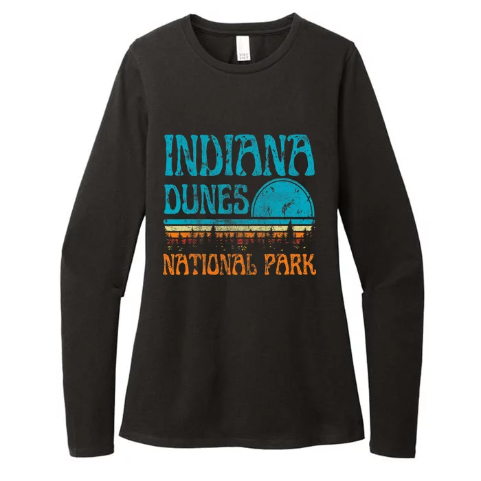 Indiana Dunes National Park Lake Michigan Retro Sunset Womens CVC Long Sleeve Shirt