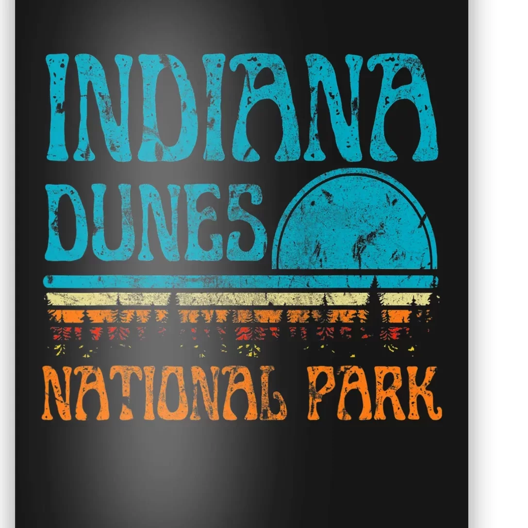 Indiana Dunes National Park Lake Michigan Retro Sunset Poster