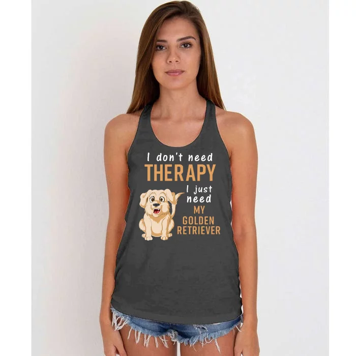 I Don't Need Therapy I Just Need My Golden Retriver Women's Knotted Racerback Tank