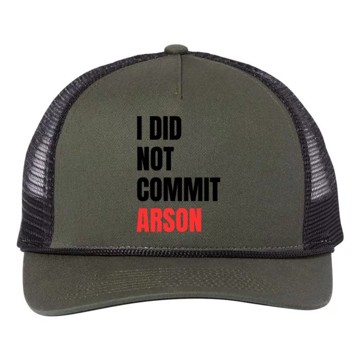 I Did Not Commit Arson Funny Quote Retro Rope Trucker Hat Cap