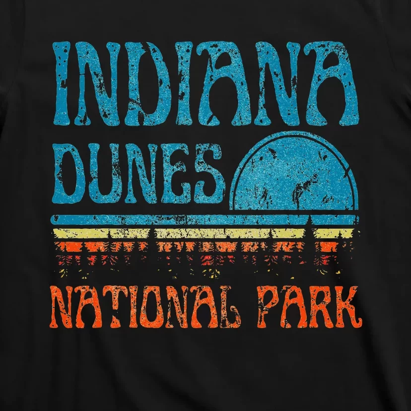 Indiana Dunes National Park Lake Michigan Retro Sunset T-Shirt