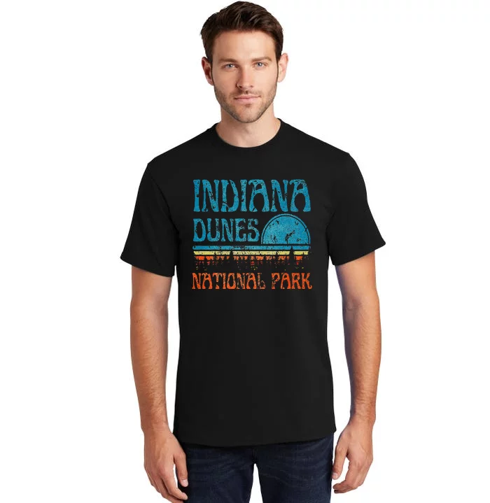 Indiana Dunes National Park Lake Michigan Retro Sunset Tall T-Shirt