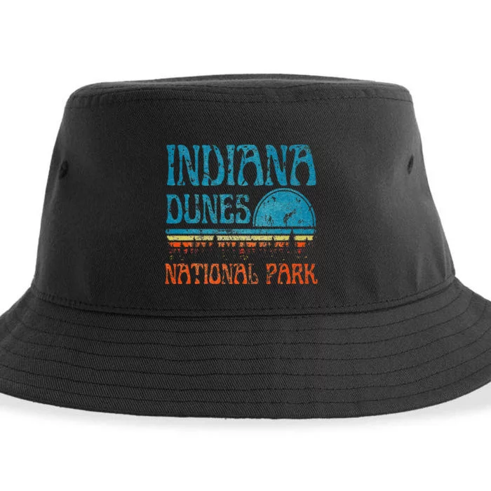 Indiana Dunes National Park Lake Michigan Retro Sunset Sustainable Bucket Hat