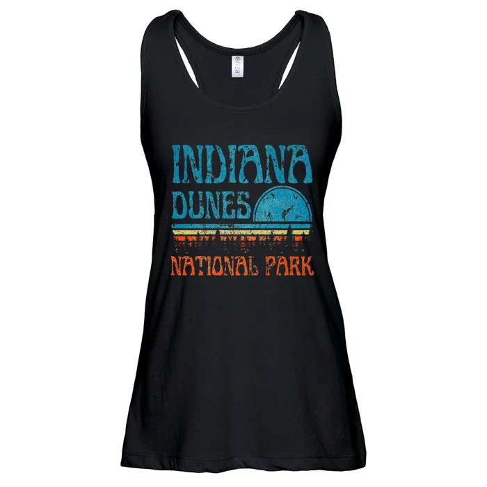 Indiana Dunes National Park Lake Michigan Retro Sunset Ladies Essential Flowy Tank