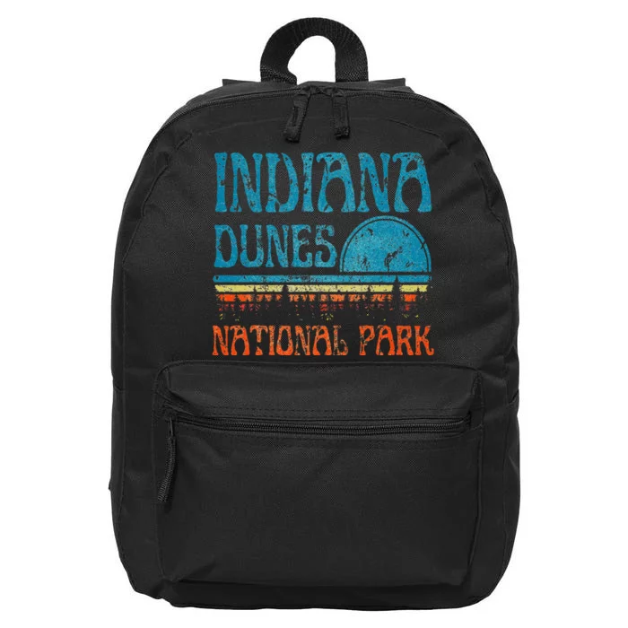 Indiana Dunes National Park Lake Michigan Retro Sunset 16 in Basic Backpack