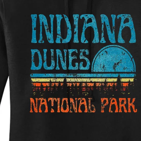 Indiana Dunes National Park Lake Michigan Retro Sunset Women's Pullover Hoodie