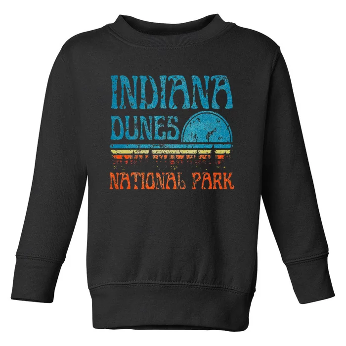 Indiana Dunes National Park Lake Michigan Retro Sunset Toddler Sweatshirt