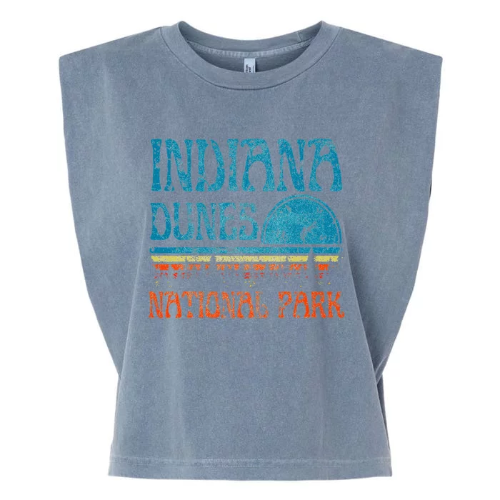 Indiana Dunes National Park Lake Michigan Retro Sunset Garment-Dyed Women's Muscle Tee