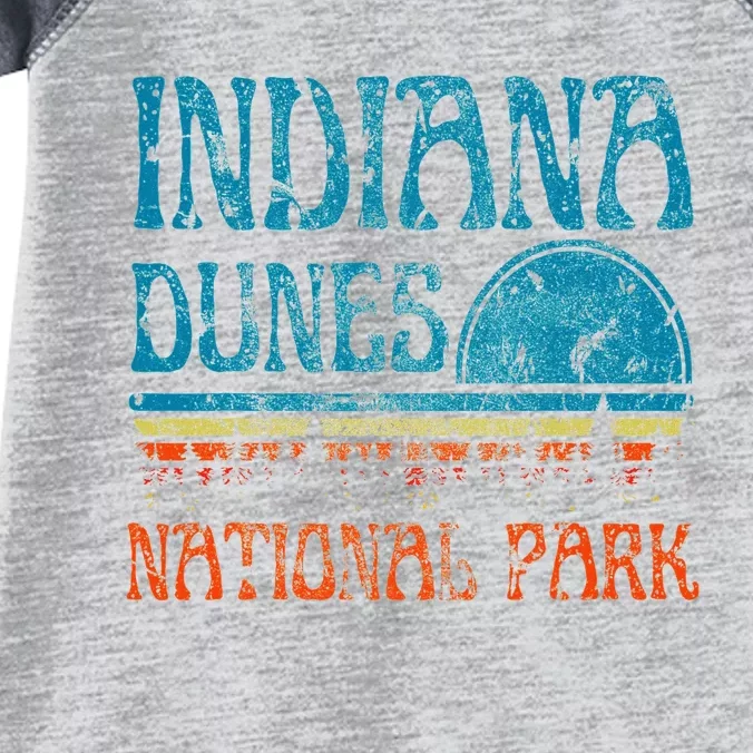 Indiana Dunes National Park Lake Michigan Retro Sunset Infant Baby Jersey Bodysuit