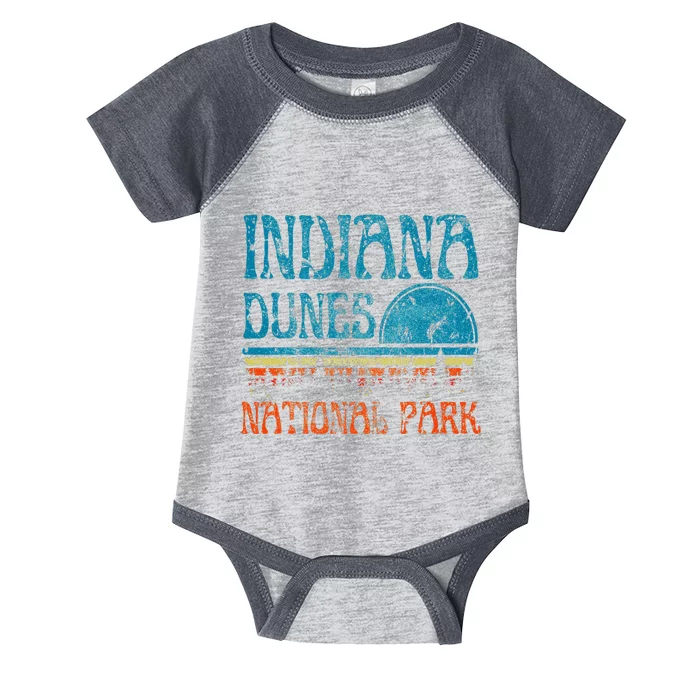 Indiana Dunes National Park Lake Michigan Retro Sunset Infant Baby Jersey Bodysuit