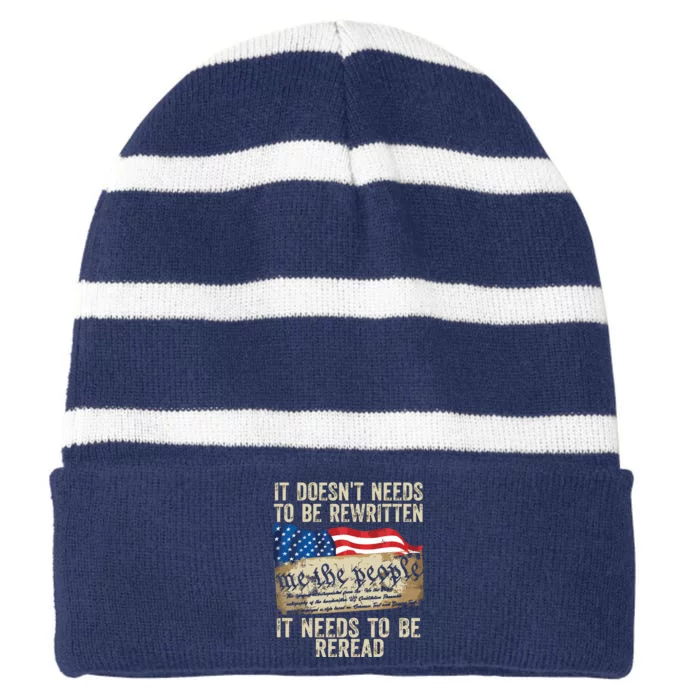 It Doesnt Need To Be Rewritten T Constitution Flag Usa Striped Beanie with Solid Band