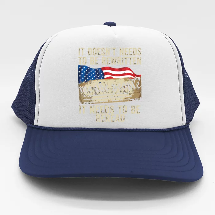 It Doesnt Need To Be Rewritten T Constitution Flag Usa Trucker Hat