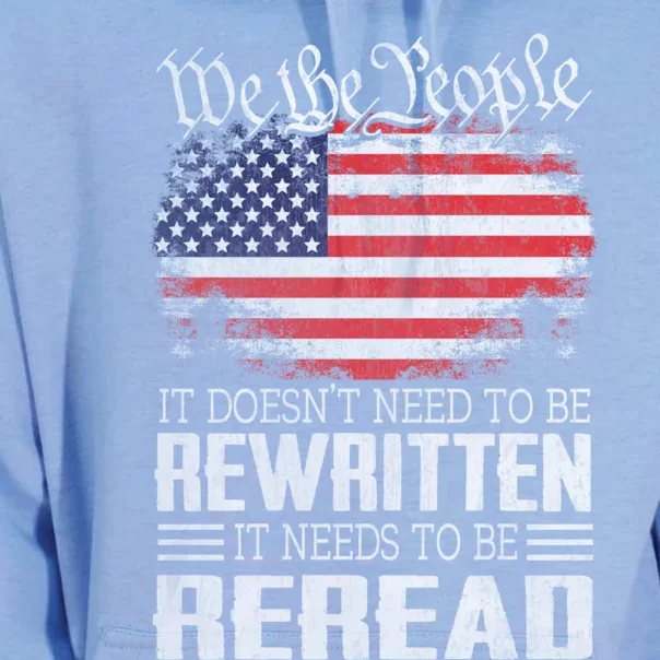 It Doesnt Need To Be Rewritten It Needs To Be Reread Us Flag Constitution Unisex Surf Hoodie