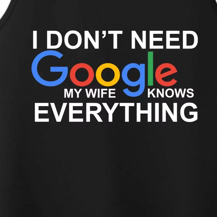 I Don't Need Google My Wife Knows Everything Performance Tank