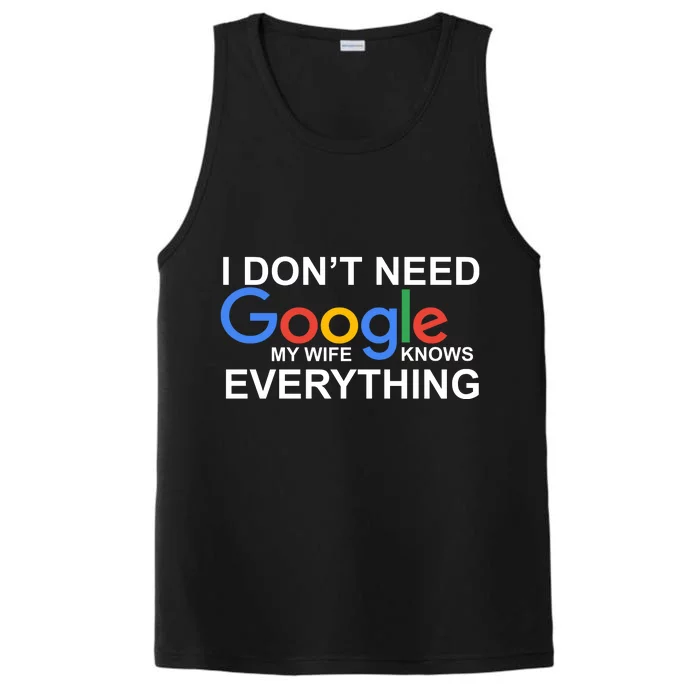 I Don't Need Google My Wife Knows Everything Performance Tank