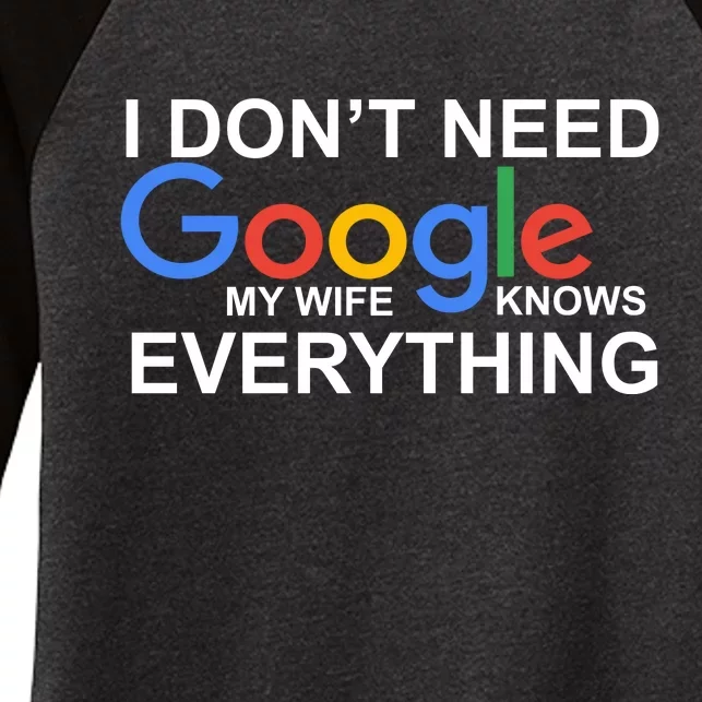 I Don't Need Google My Wife Knows Everything Women's Tri-Blend 3/4-Sleeve Raglan Shirt