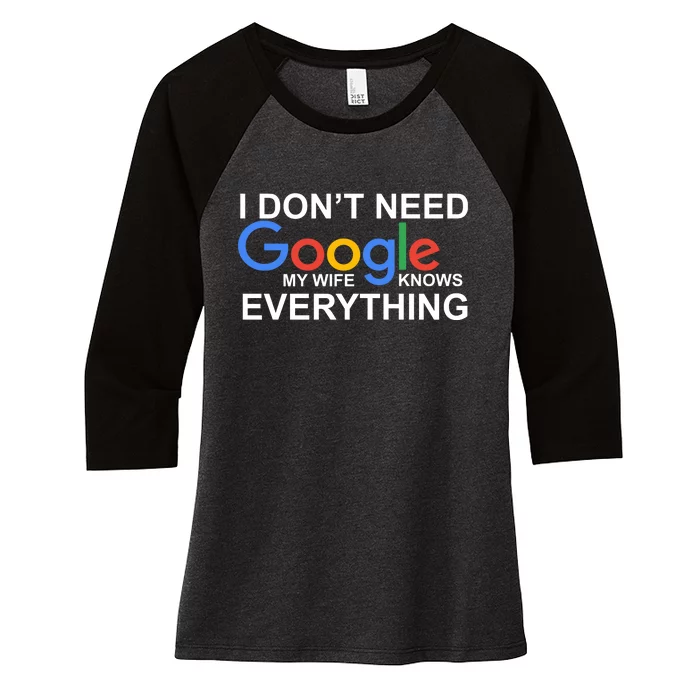 I Don't Need Google My Wife Knows Everything Women's Tri-Blend 3/4-Sleeve Raglan Shirt