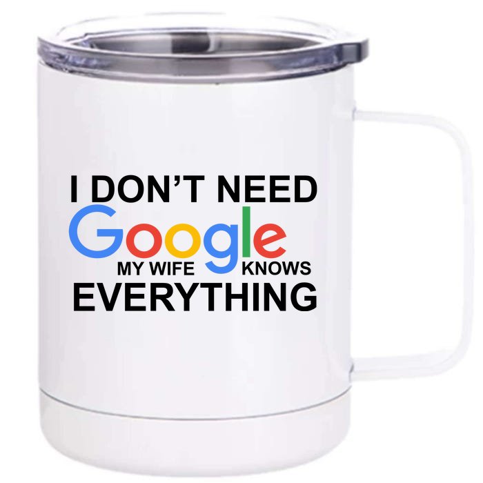 I Don't Need Google My Wife Knows Everything Front & Back 12oz Stainless Steel Tumbler Cup