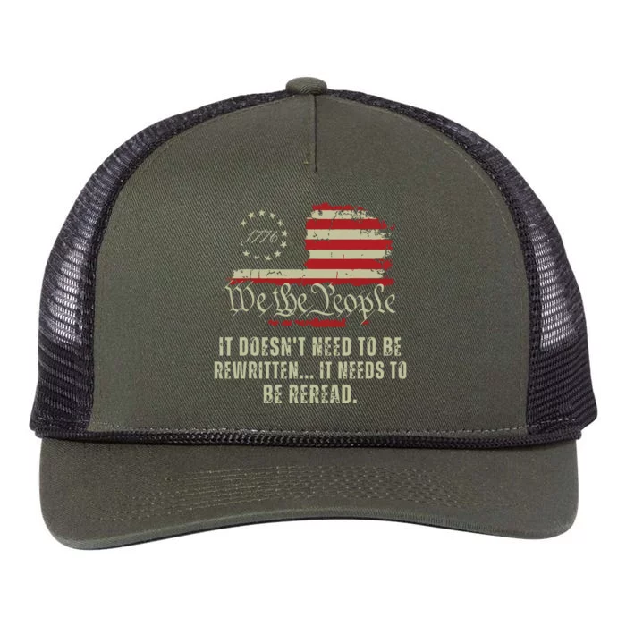 It Doesnt Need To Be Rewritten Constitution We The People Retro Rope Trucker Hat Cap