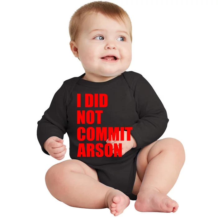 I Did Not Commit Arson Red Logo Baby Long Sleeve Bodysuit