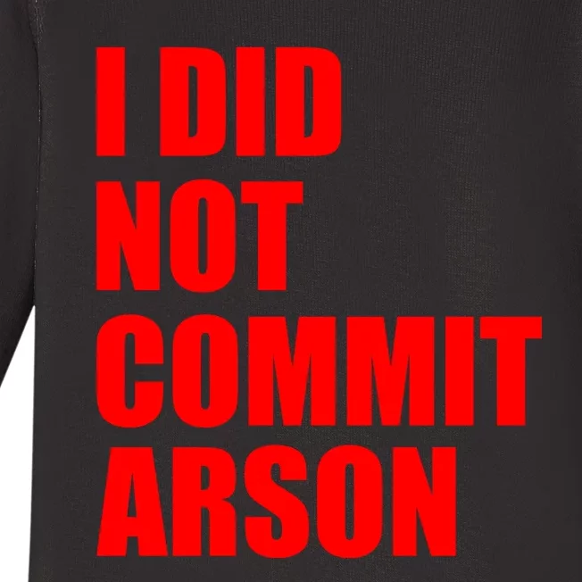 I Did Not Commit Arson Red Logo Baby Long Sleeve Bodysuit