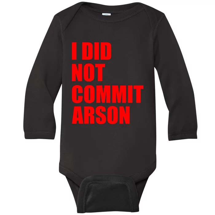 I Did Not Commit Arson Red Logo Baby Long Sleeve Bodysuit