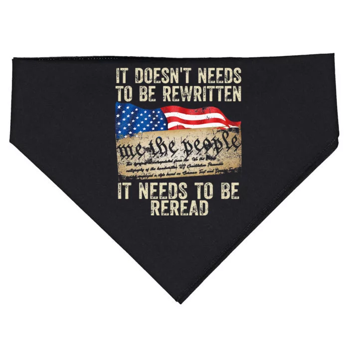 It Doesnt Need To Be Rewritten Constitution Flag Usa USA-Made Doggie Bandana