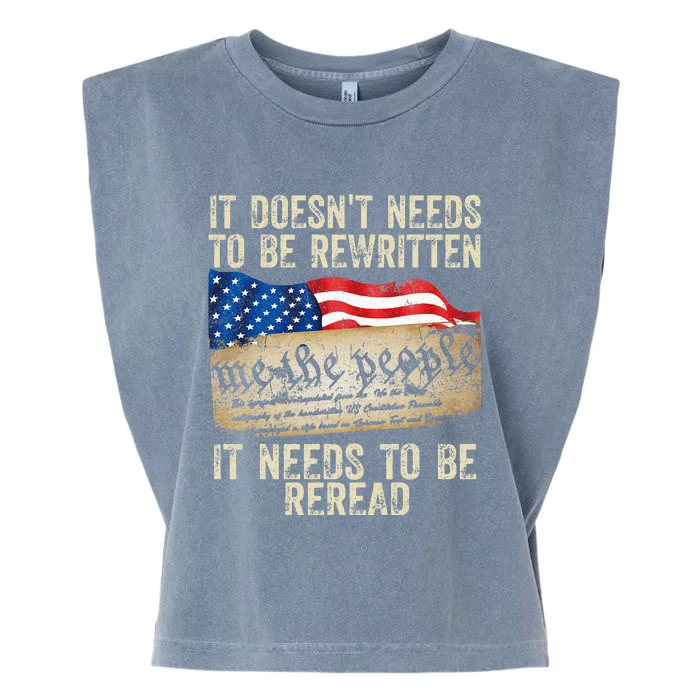 It Doesnt Need To Be Rewritten Constitution Flag Usa Garment-Dyed Women's Muscle Tee