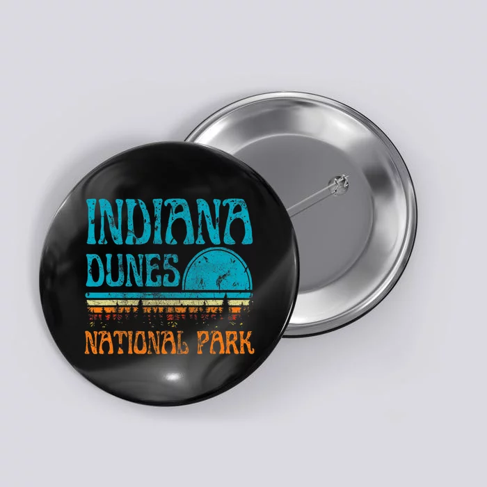 Indiana Dunes National Park Lake Michigan Retro Sunset Button