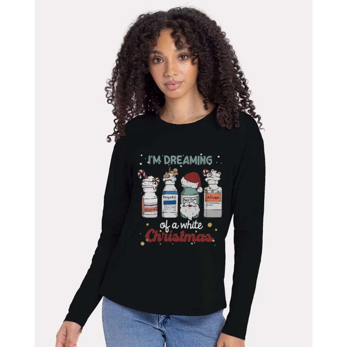 Im Dreaming Of A White Christmas Icu Crew Christmas Womens Cotton Relaxed Long Sleeve T-Shirt