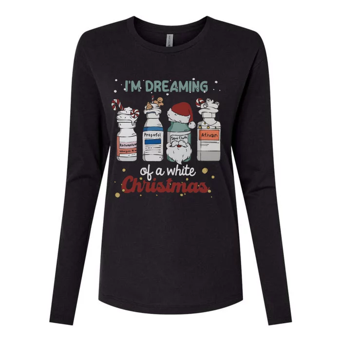 Im Dreaming Of A White Christmas Icu Crew Christmas Womens Cotton Relaxed Long Sleeve T-Shirt